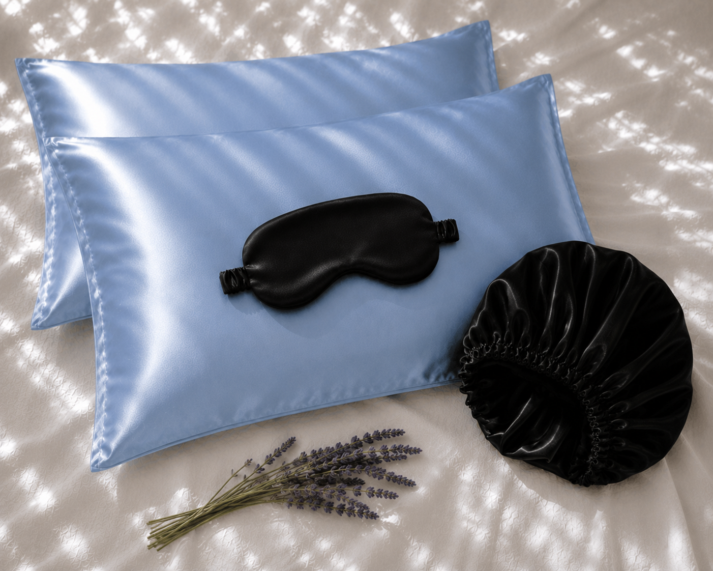 Veillora Silk Sleep Bundle | Pillowcase, Mask & Bonnet Set
