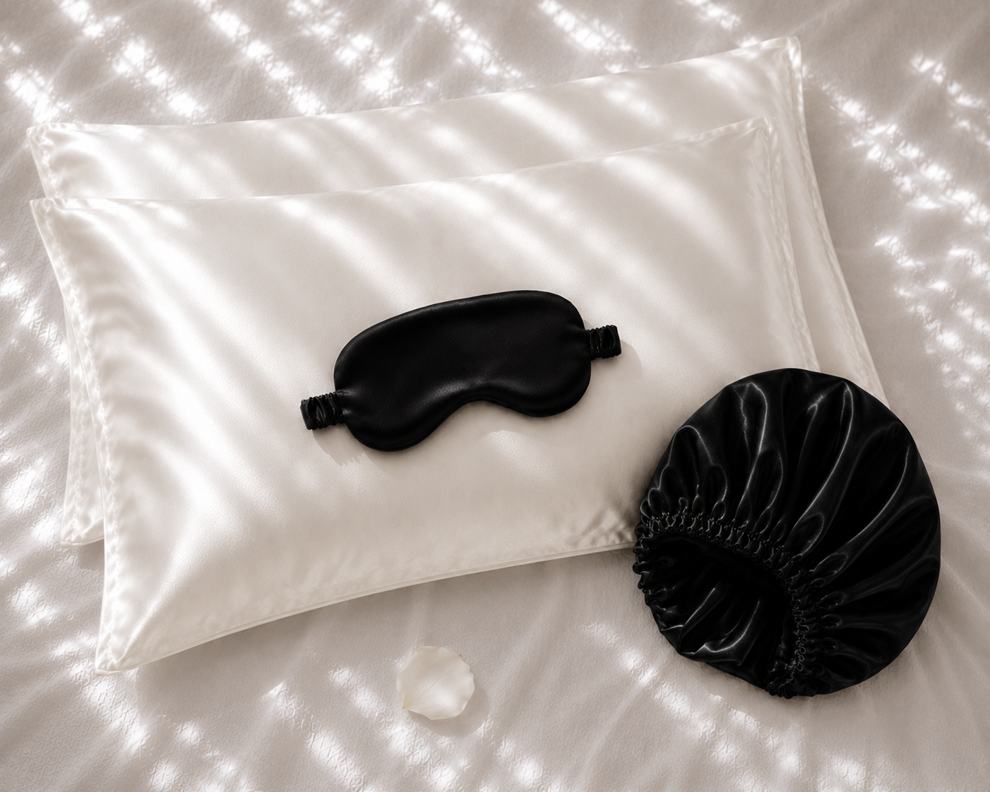 Veillora Silk Sleep Bundle | Pillowcase, Mask & Bonnet Set