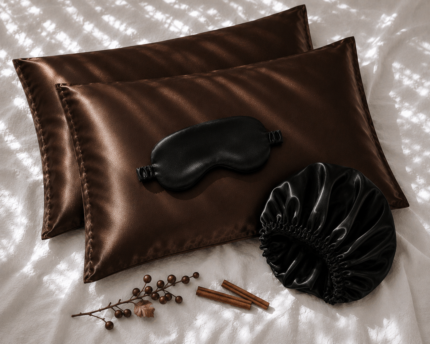 Veillora Silk Sleep Bundle | Pillowcase, Mask & Bonnet Set