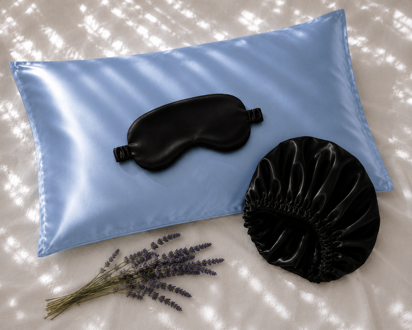 Veillora Silk Sleep Bundle | Pillowcase, Mask & Bonnet Set